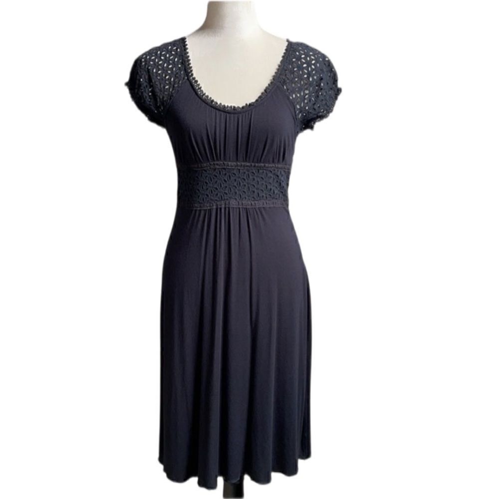 Lu Lu Lame Black Sheath Dress w/Stretch & Sheer Cut Outs (Size: Small)